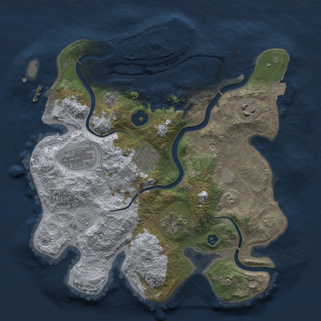 Rust Map: Procedural Map, Size: 3000, Seed: 1203488613, 11 Monuments