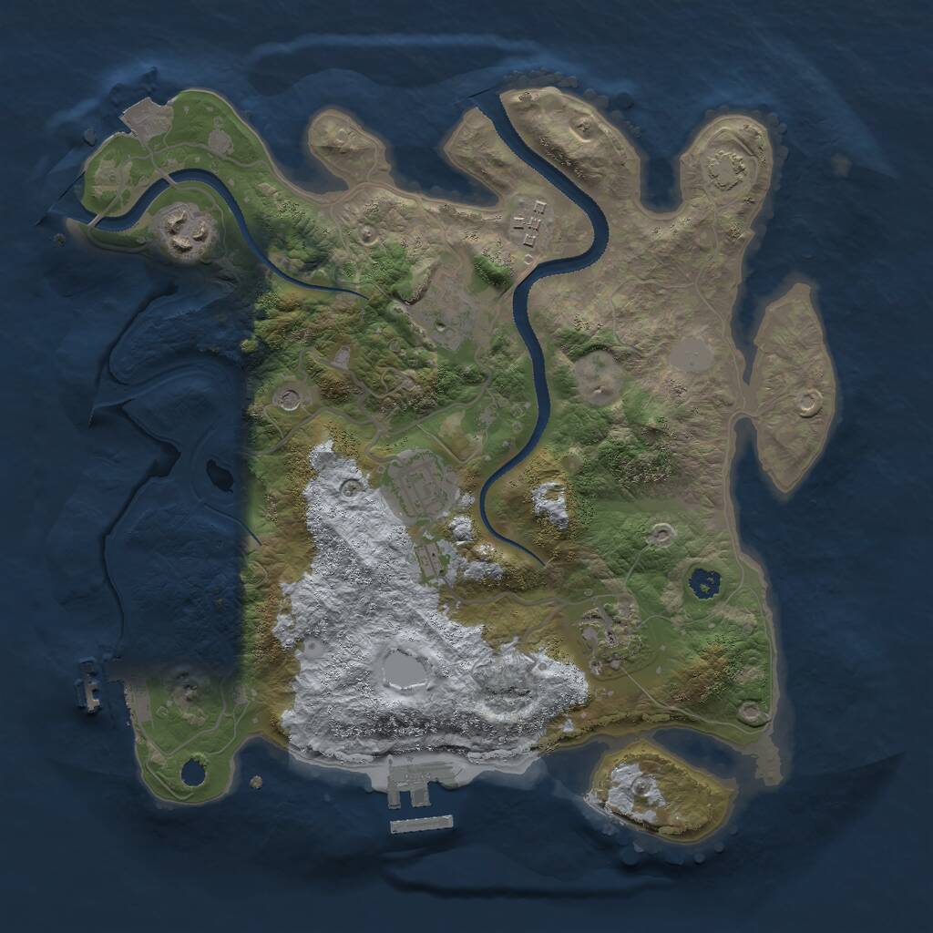 Rust Map: Procedural Map, Size: 3000, Seed: 2043619616, 10 Monuments