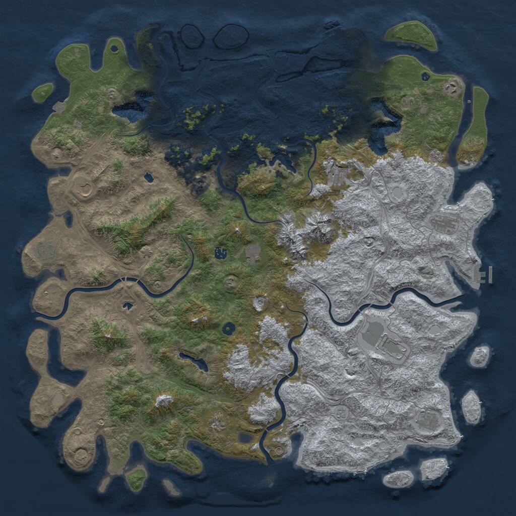 Rust Map: Procedural Map, Size: 6000, Seed: 560352201, 17 Monuments