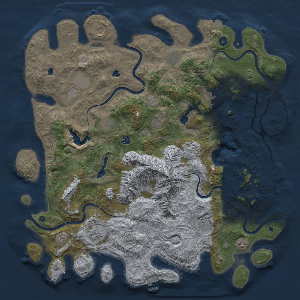 Rust Map: Procedural Map, Size: 5000, Seed: 8398671, 17 Monuments