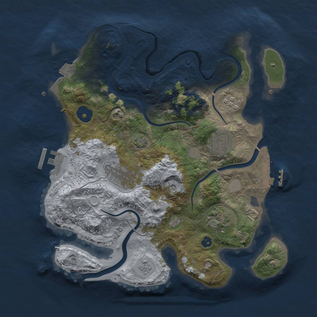 Rust Map: Procedural Map, Size: 3000, Seed: 494921, 10 Monuments