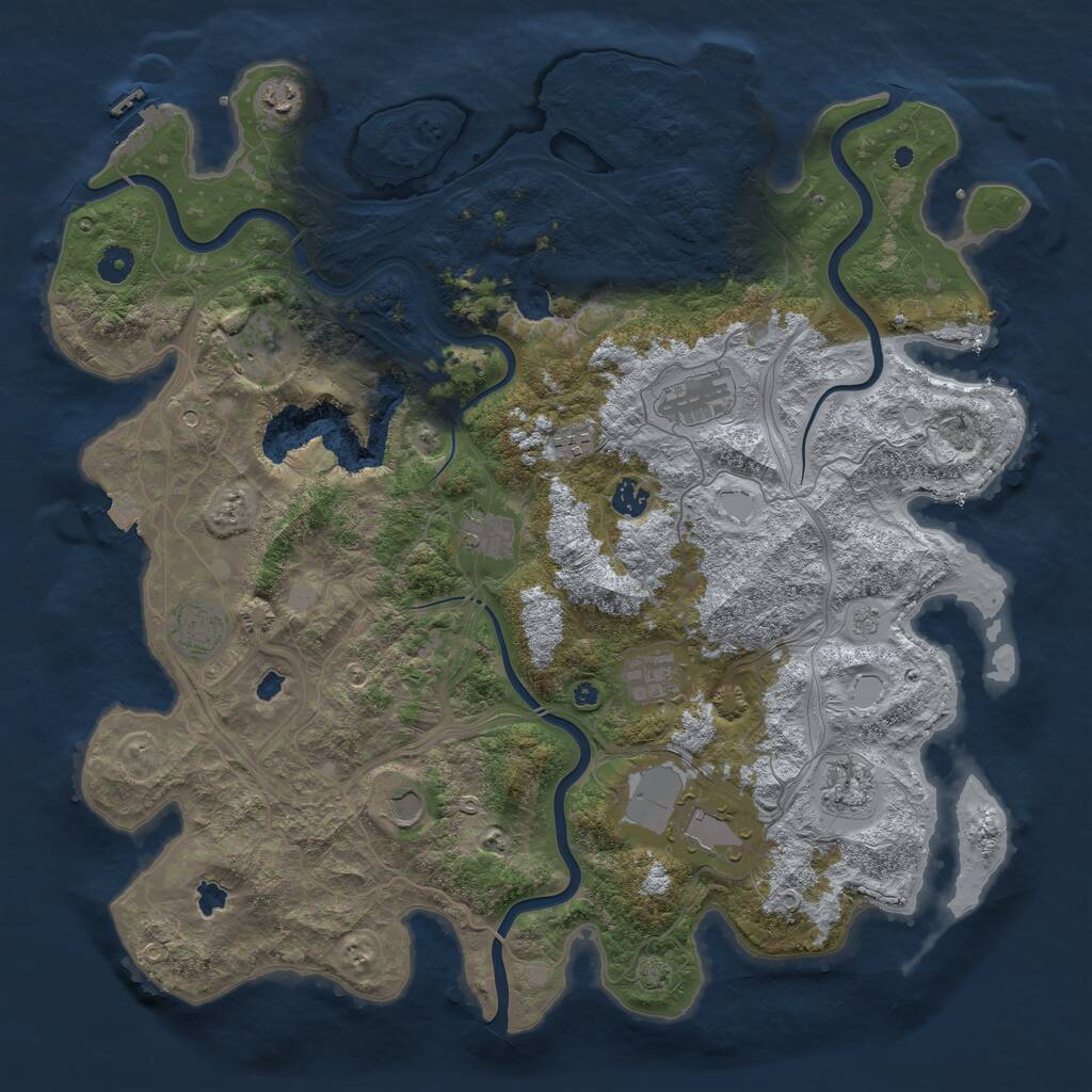 Rust Map: Procedural Map, Size: 4500, Seed: 1128847852, 17 Monuments