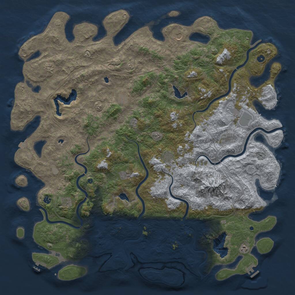 Rust Map: Procedural Map, Size: 6000, Seed: 839867113, 17 Monuments