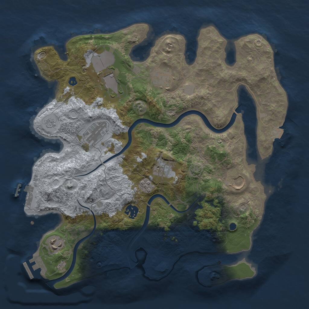 Rust Map: Procedural Map, Size: 3500, Seed: 1022284491, 14 Monuments