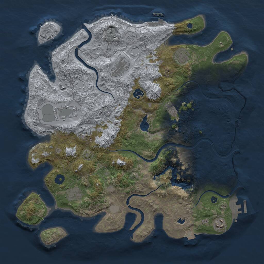Rust Map: Procedural Map, Size: 4000, Seed: 1110439295, 15 Monuments