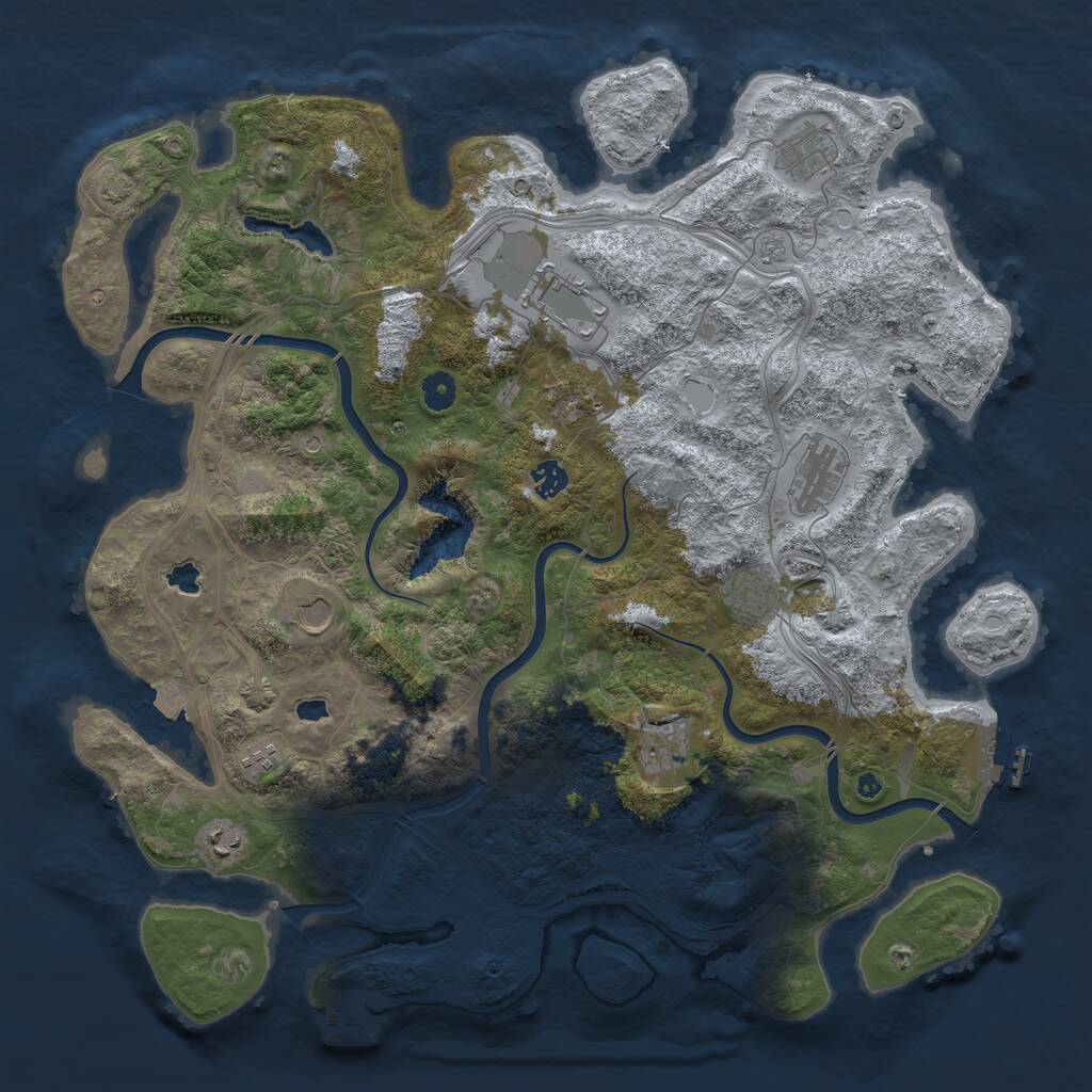 Rust Map: Procedural Map, Size: 4500, Seed: 130601510, 16 Monuments