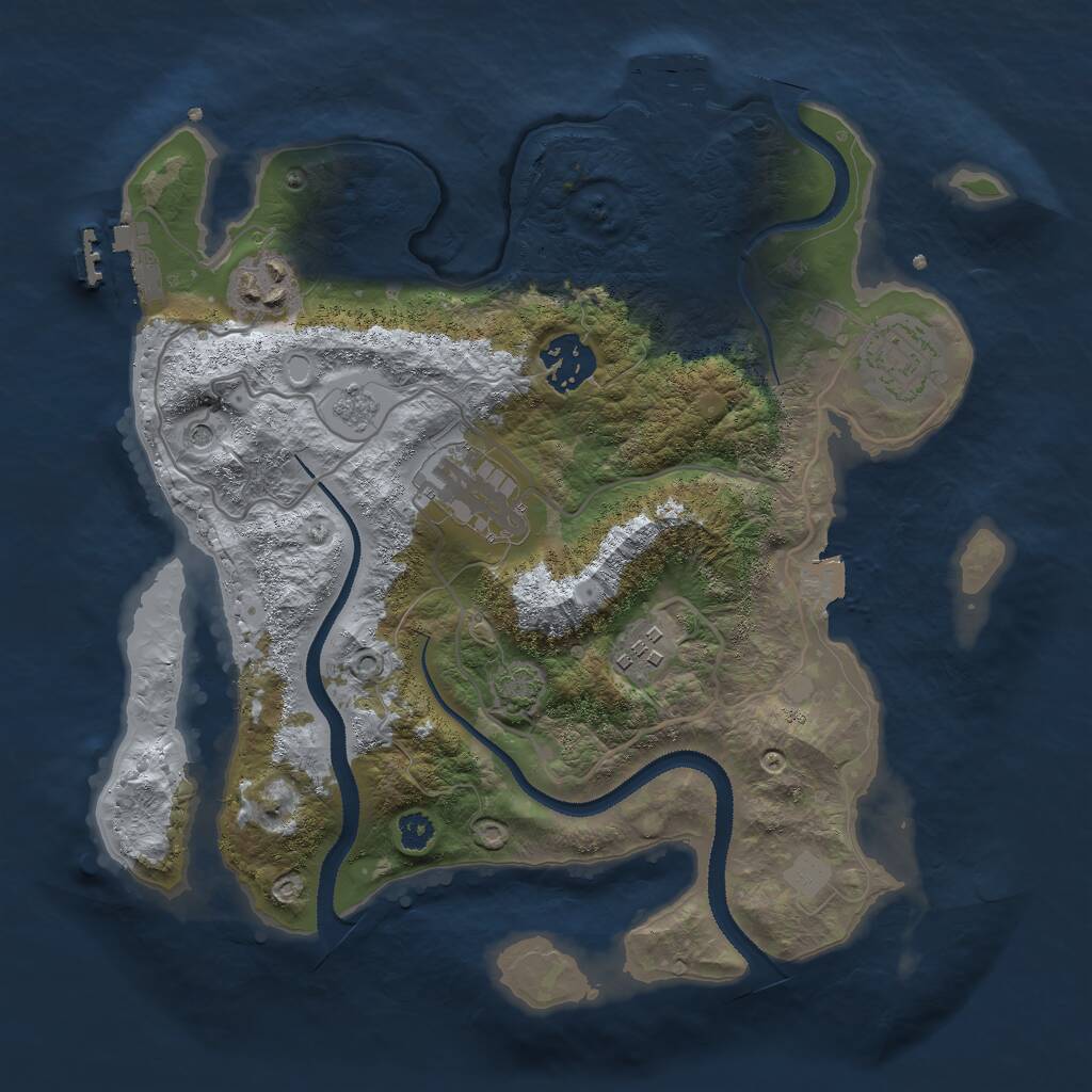 Rust Map: Procedural Map, Size: 3000, Seed: 993929, 11 Monuments