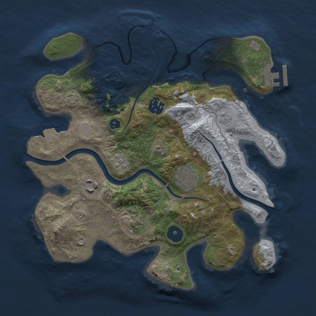Rust Map: Procedural Map, Size: 3000, Seed: 23912, 10 Monuments
