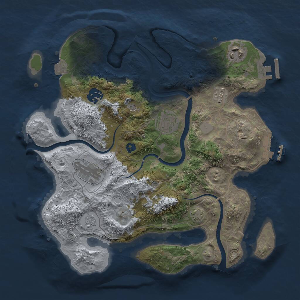 Rust Map: Procedural Map, Size: 3000, Seed: 92886828, 11 Monuments