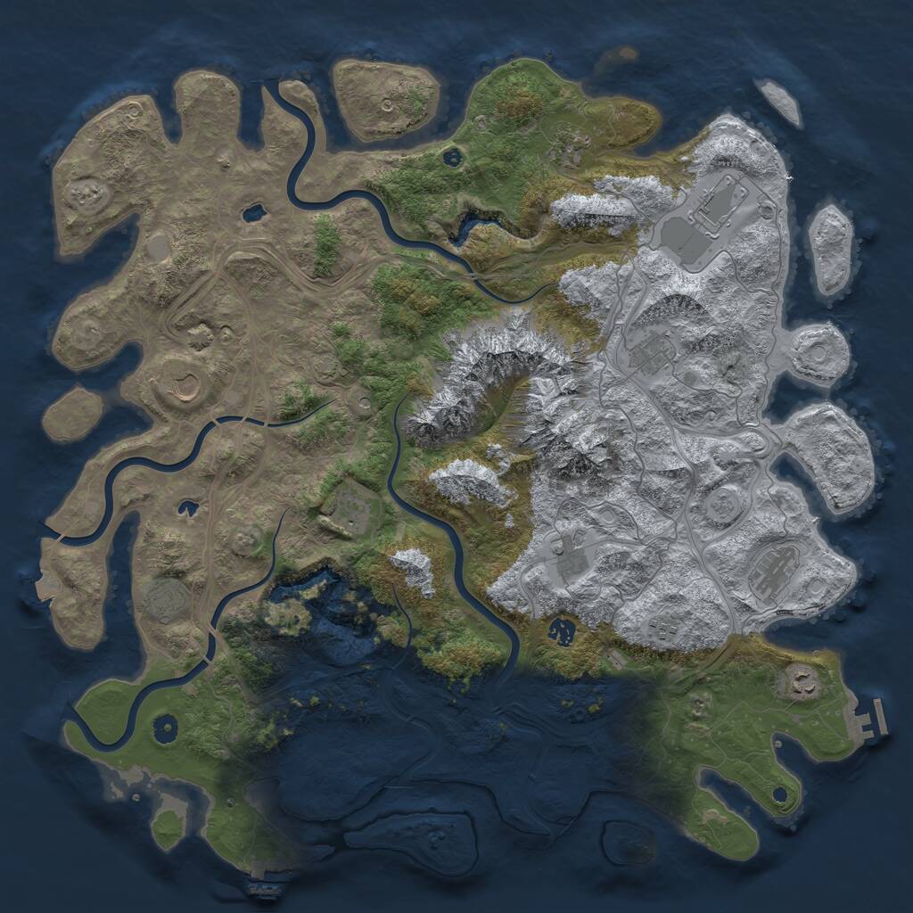 Rust Map: Procedural Map, Size: 5000, Seed: 1754566722, 17 Monuments