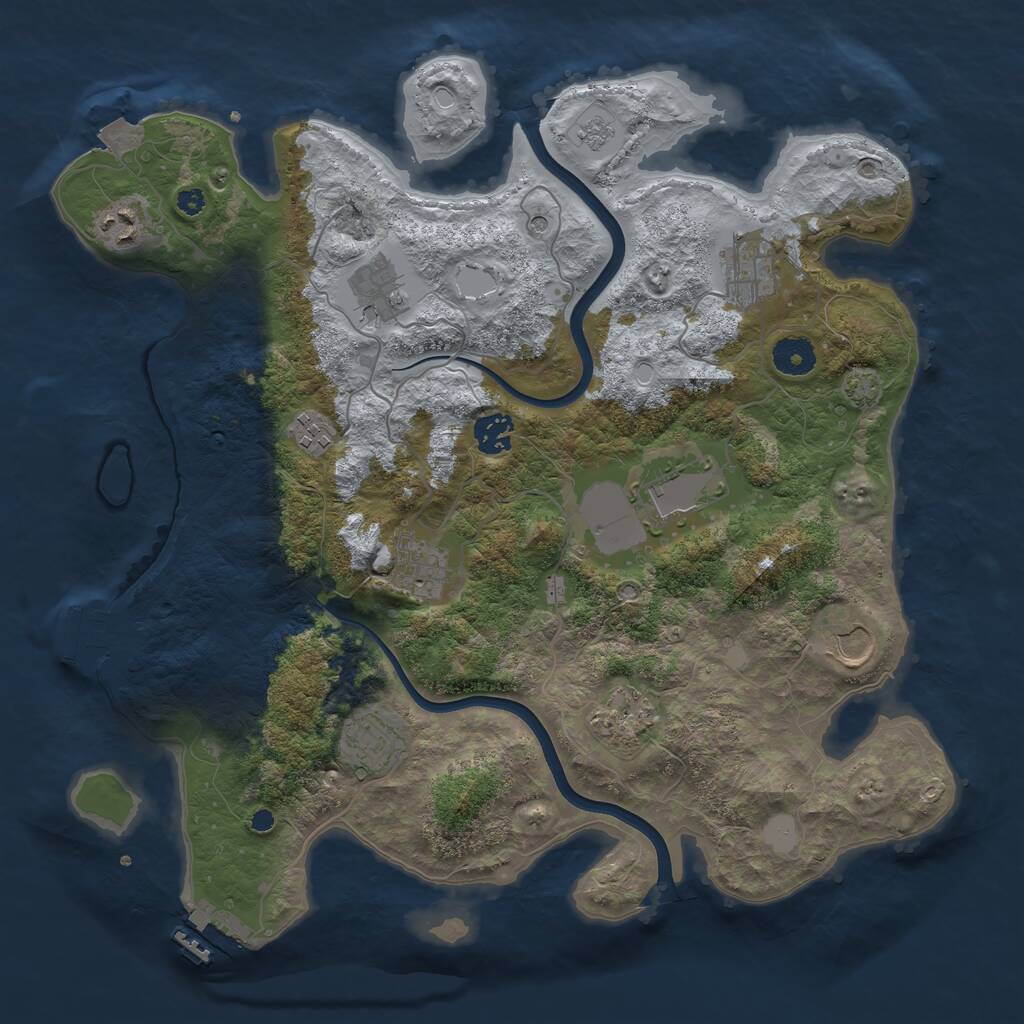 Rust Map: Procedural Map, Size: 3750, Seed: 2027, 16 Monuments