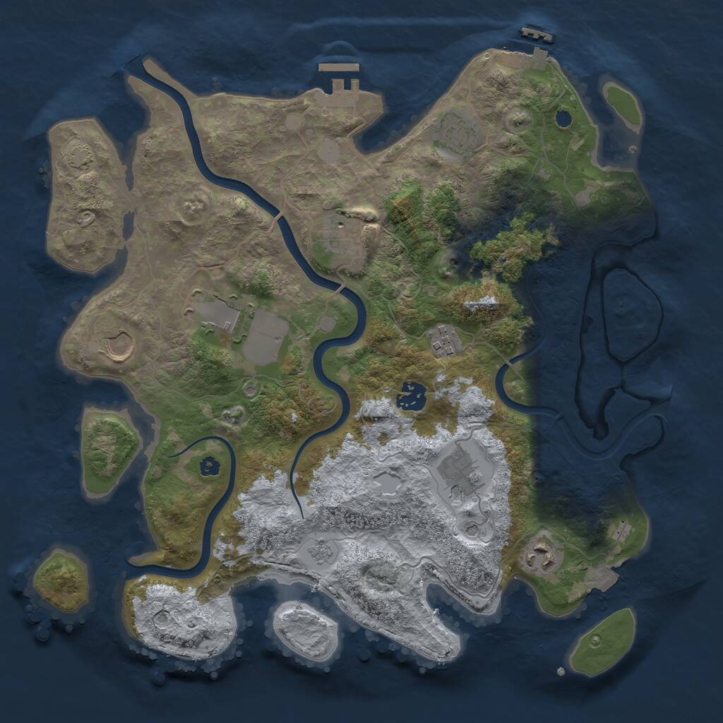 Rust Map: Procedural Map, Size: 3600, Seed: 643, 14 Monuments
