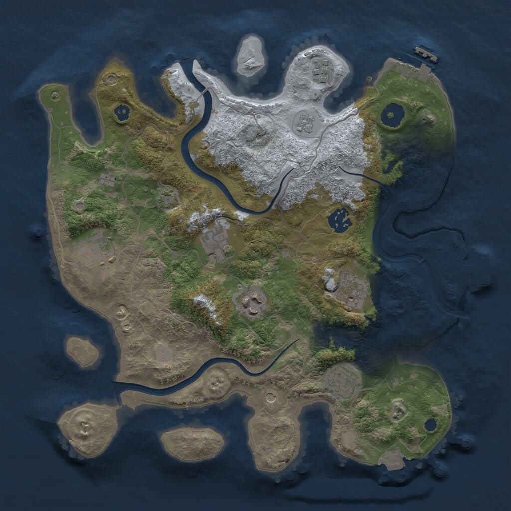 Rust Map: Procedural Map, Size: 3300, Seed: 65614076, 13 Monuments