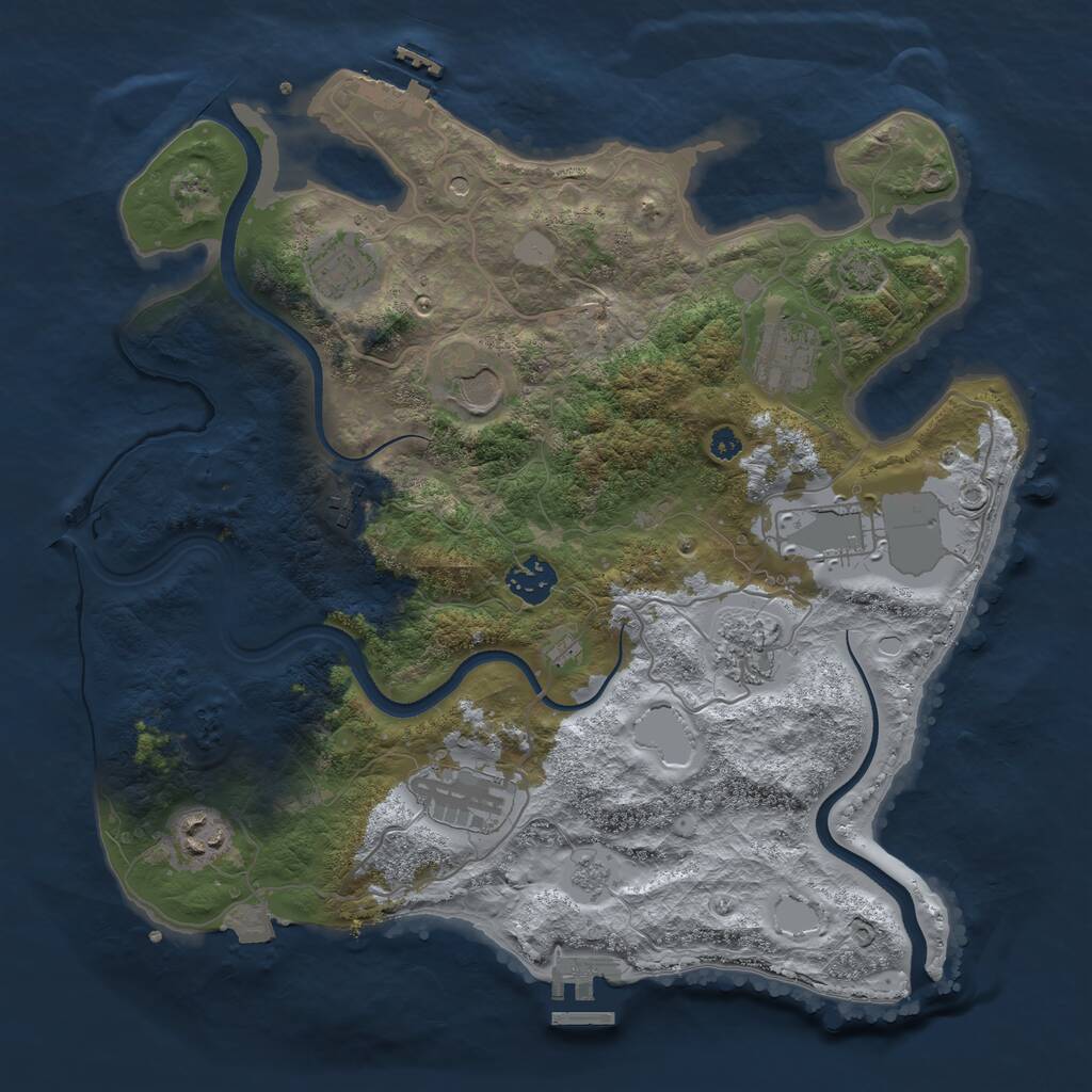 Rust Map: Procedural Map, Size: 3500, Seed: 1991942489, 15 Monuments