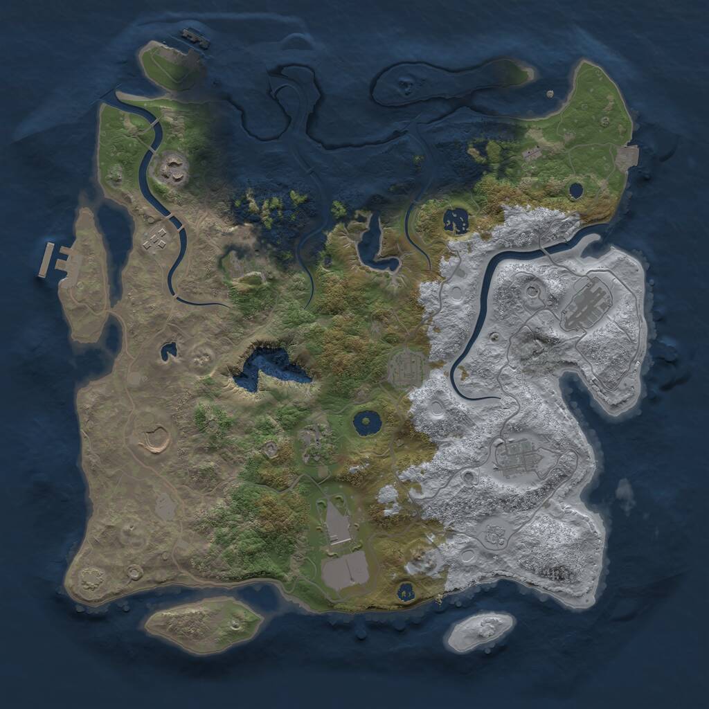 Rust Map: Procedural Map, Size: 4000, Seed: 908980927, 16 Monuments