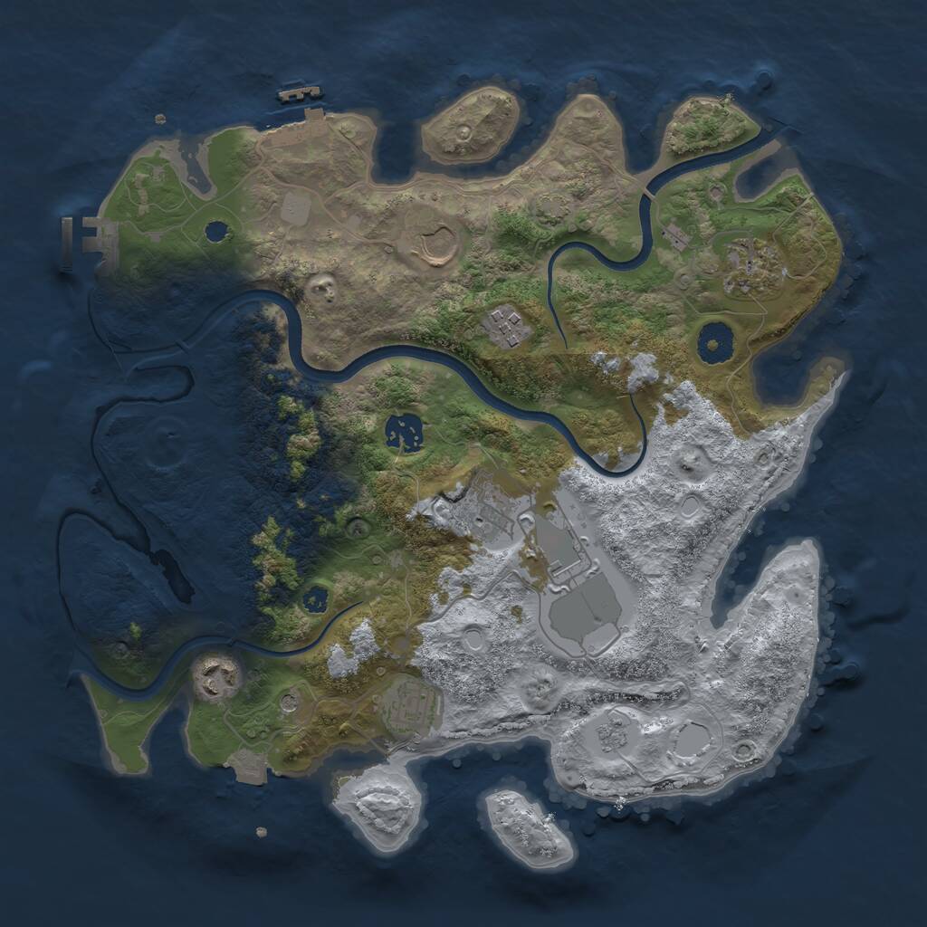 Rust Map: Procedural Map, Size: 3500, Seed: 156515369, 14 Monuments