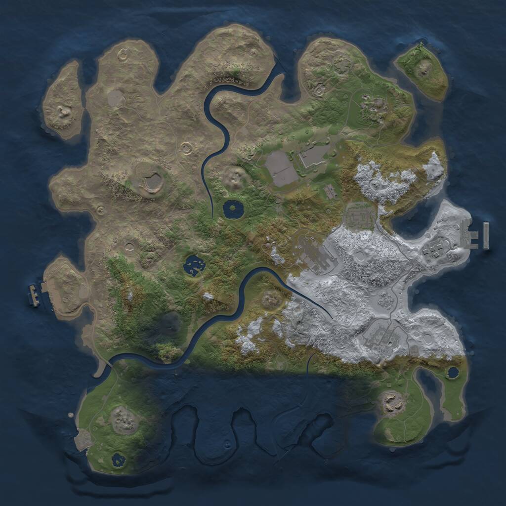 Rust Map: Procedural Map, Size: 3750, Seed: 1456419994, 15 Monuments
