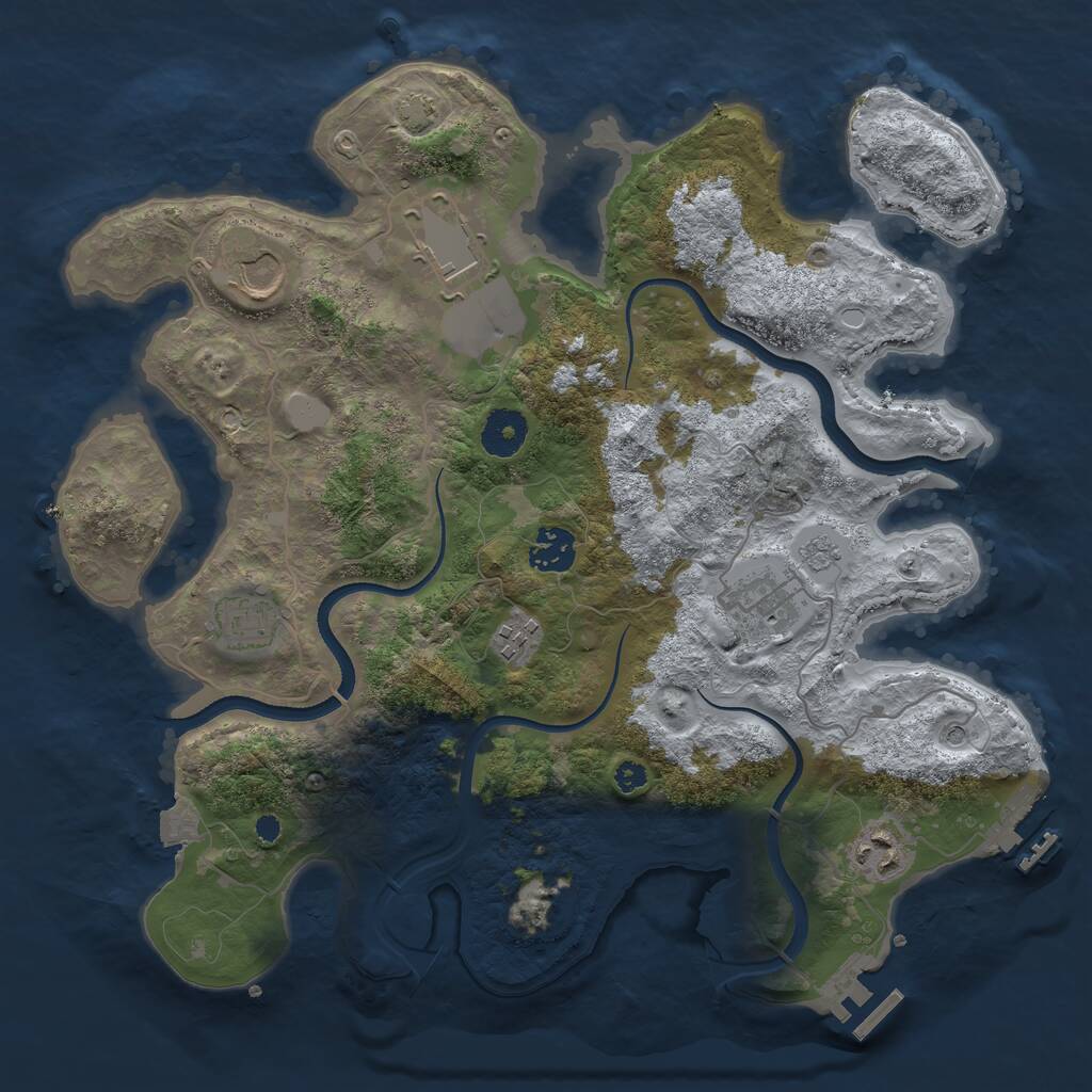 Rust Map: Procedural Map, Size: 3500, Seed: 660224713, 13 Monuments