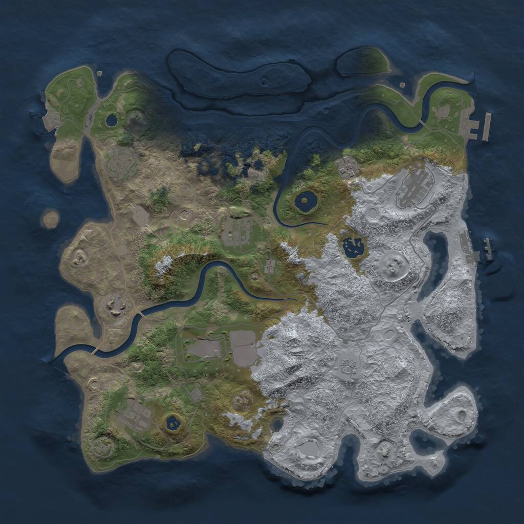 Rust Map: Procedural Map, Size: 3700, Seed: 345733552, 14 Monuments