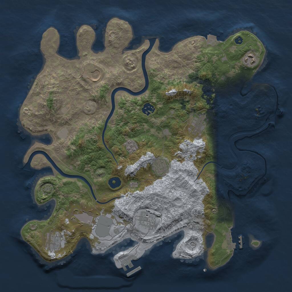 Rust Map: Procedural Map, Size: 3700, Seed: 1890350424, 14 Monuments