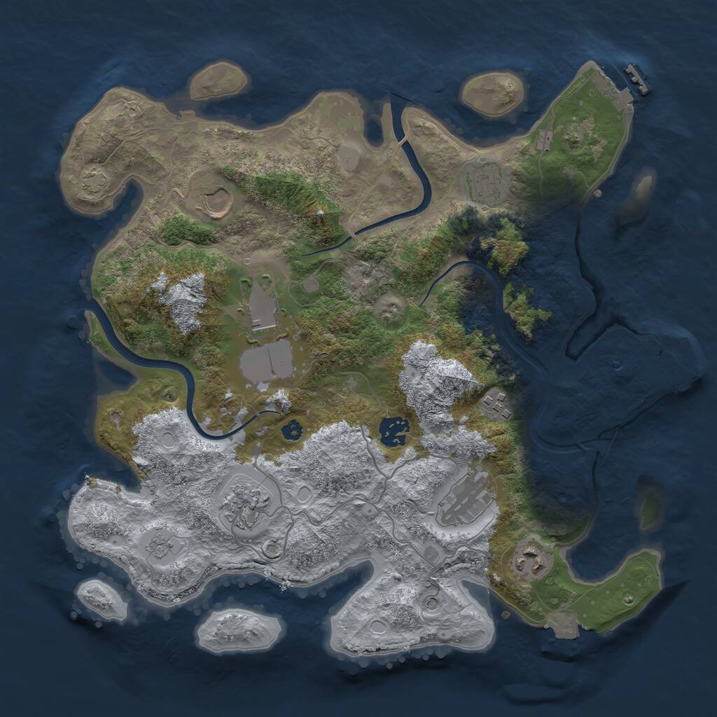 Rust Map: Procedural Map, Size: 3500, Seed: 321115701, 14 Monuments