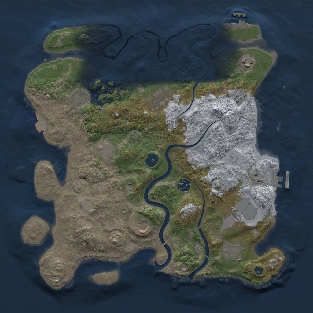 Rust Map: Procedural Map, Size: 3750, Seed: 1395436923, 15 Monuments