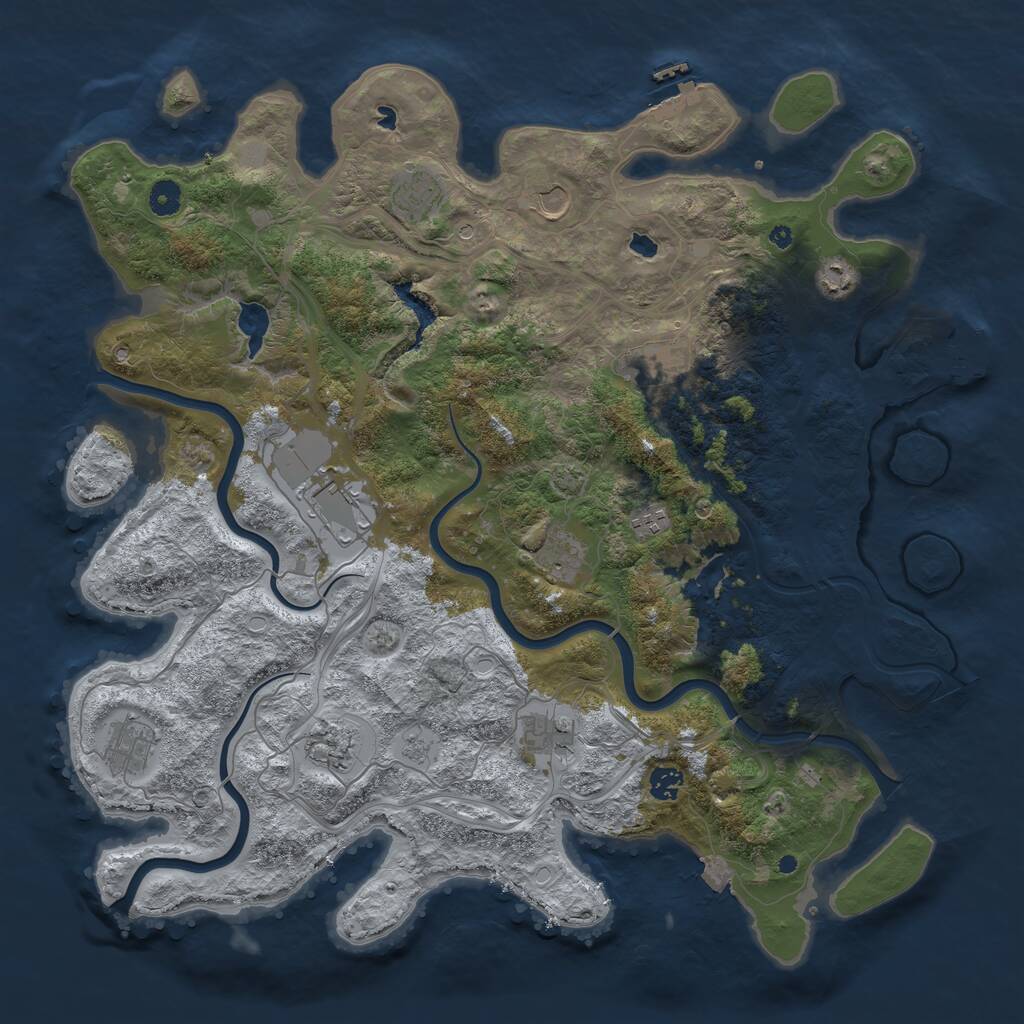 Rust Map: Procedural Map, Size: 4500, Seed: 581160228, 17 Monuments