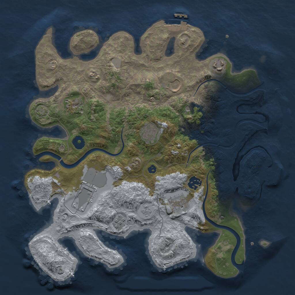 Rust Map: Procedural Map, Size: 3500, Seed: 65398838, 14 Monuments