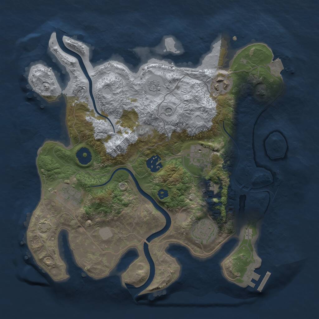 Rust Map: Procedural Map, Size: 3000, Seed: 1954966459, 11 Monuments