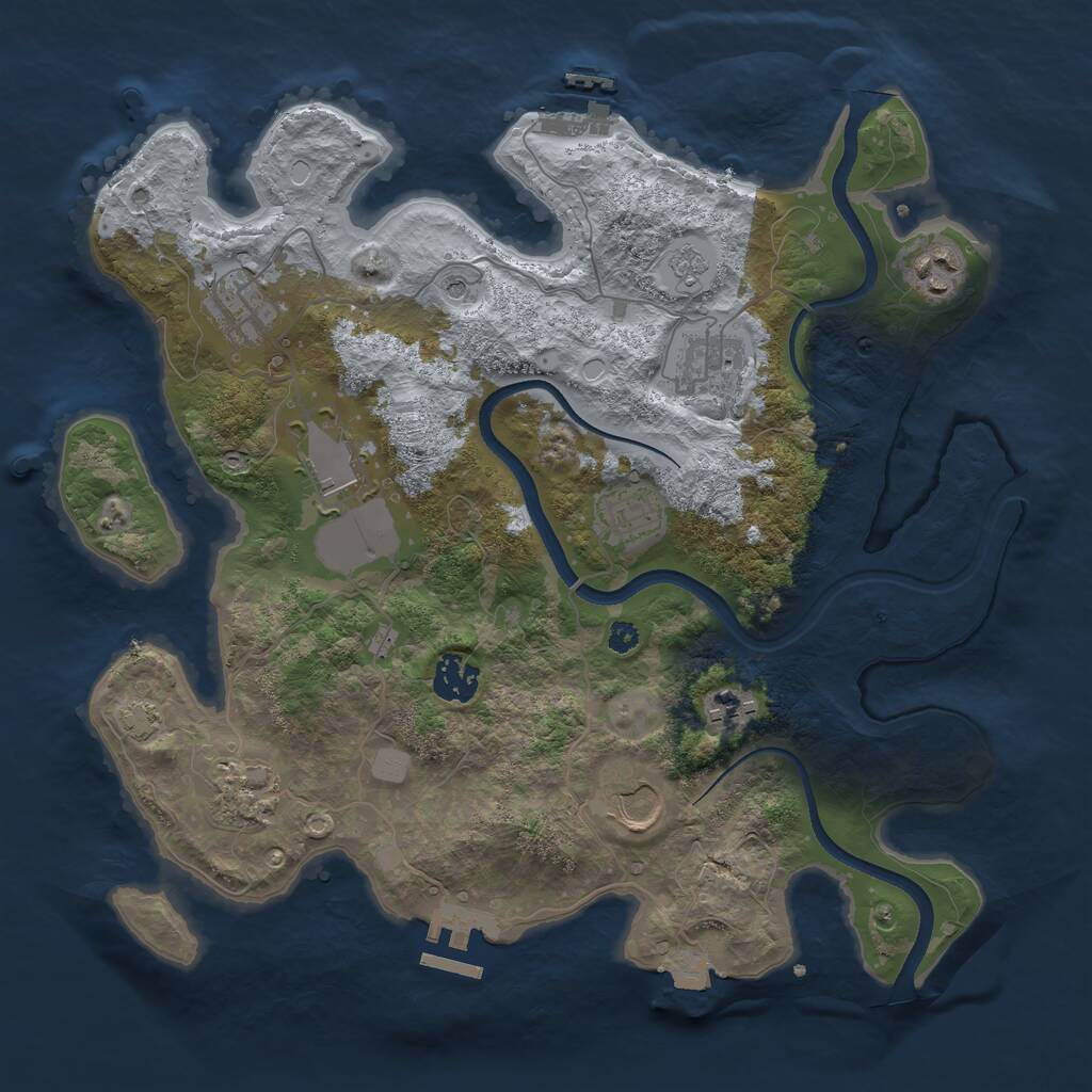 Rust Map: Procedural Map, Size: 3500, Seed: 837761437, 15 Monuments