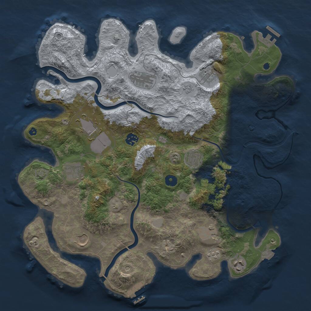 Rust Map: Procedural Map, Size: 3900, Seed: 23032025, 16 Monuments