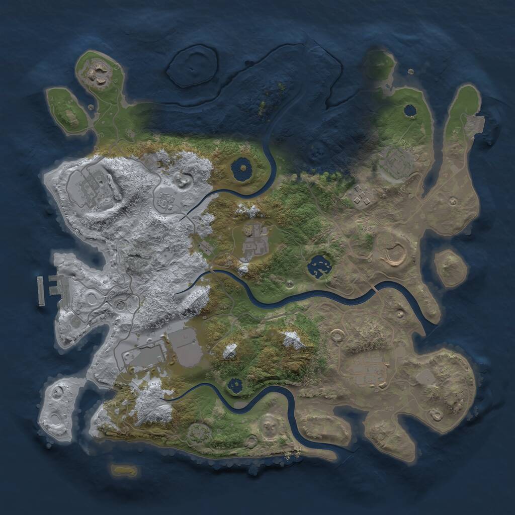 Rust Map: Procedural Map, Size: 3500, Seed: 445888726, 14 Monuments