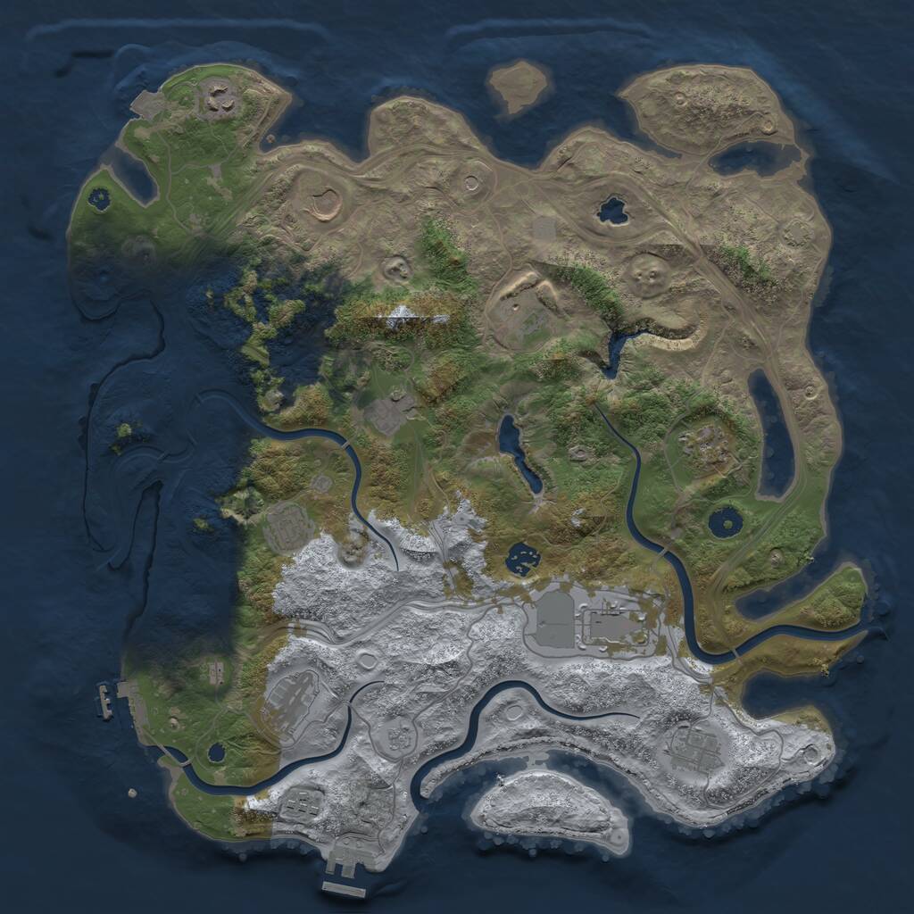 Rust Map: Procedural Map, Size: 4250, Seed: 370086414, 17 Monuments
