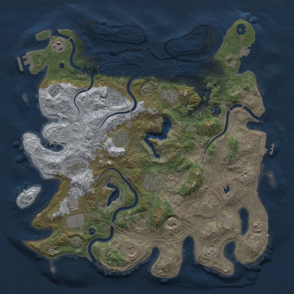 Rust Map: Procedural Map, Size: 4250, Seed: 889926019, 17 Monuments