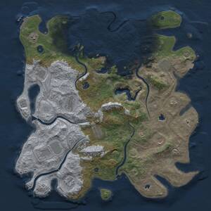Thumbnail Rust Map: Procedural Map, Size: 4550, Seed: 16823921, 17 Monuments