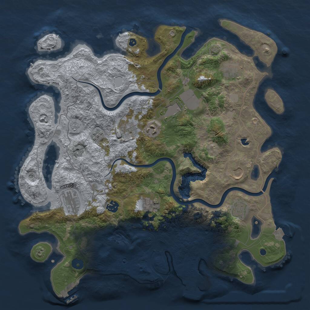 Rust Map: Procedural Map, Size: 4000, Seed: 7867, 16 Monuments