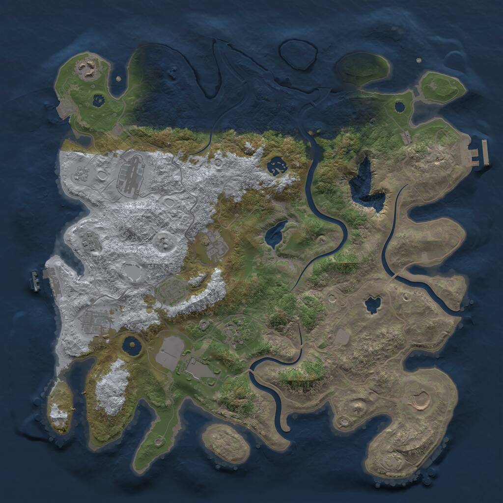 Rust Map: Procedural Map, Size: 4000, Seed: 1073924668, 16 Monuments