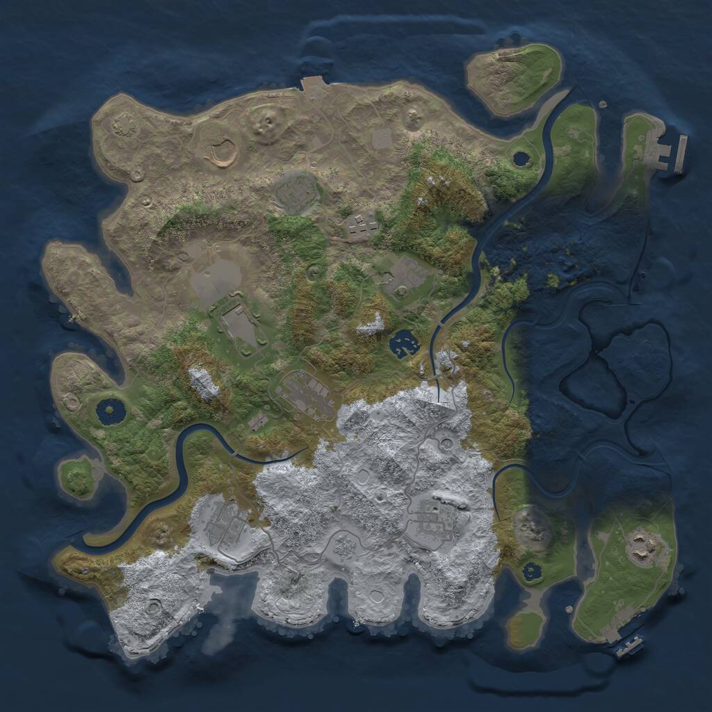 Rust Map: Procedural Map, Size: 3800, Seed: 2035184930, 16 Monuments