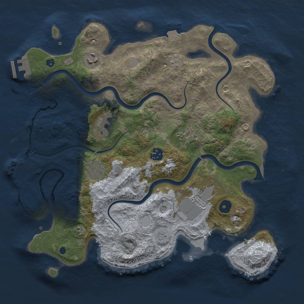 Rust Map: Procedural Map, Size: 3600, Seed: 463839, 13 Monuments