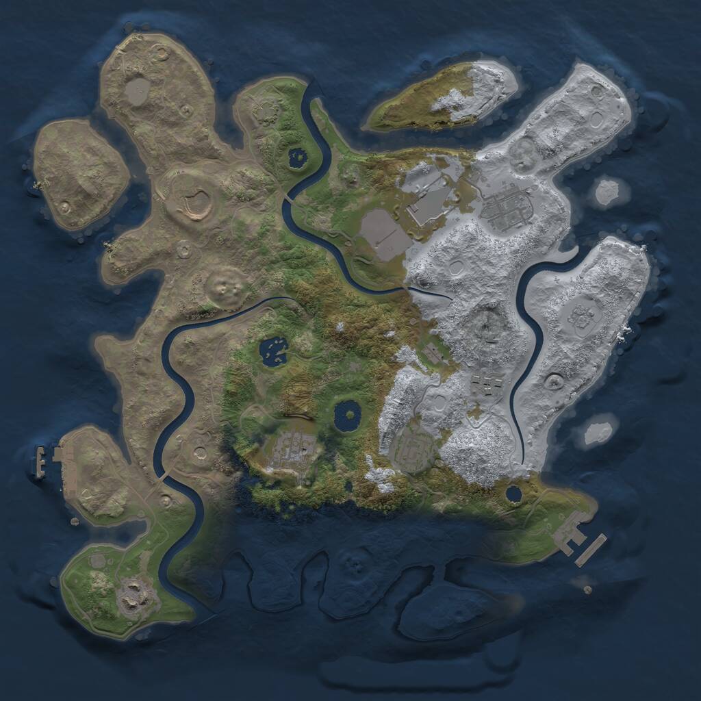 Rust Map: Procedural Map, Size: 3500, Seed: 1954406444, 14 Monuments