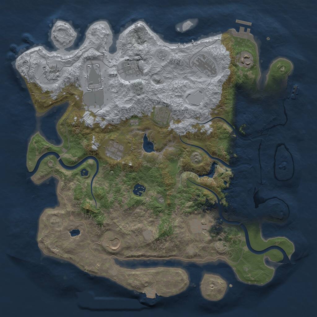 Rust Map: Procedural Map, Size: 4000, Seed: 331403132, 17 Monuments