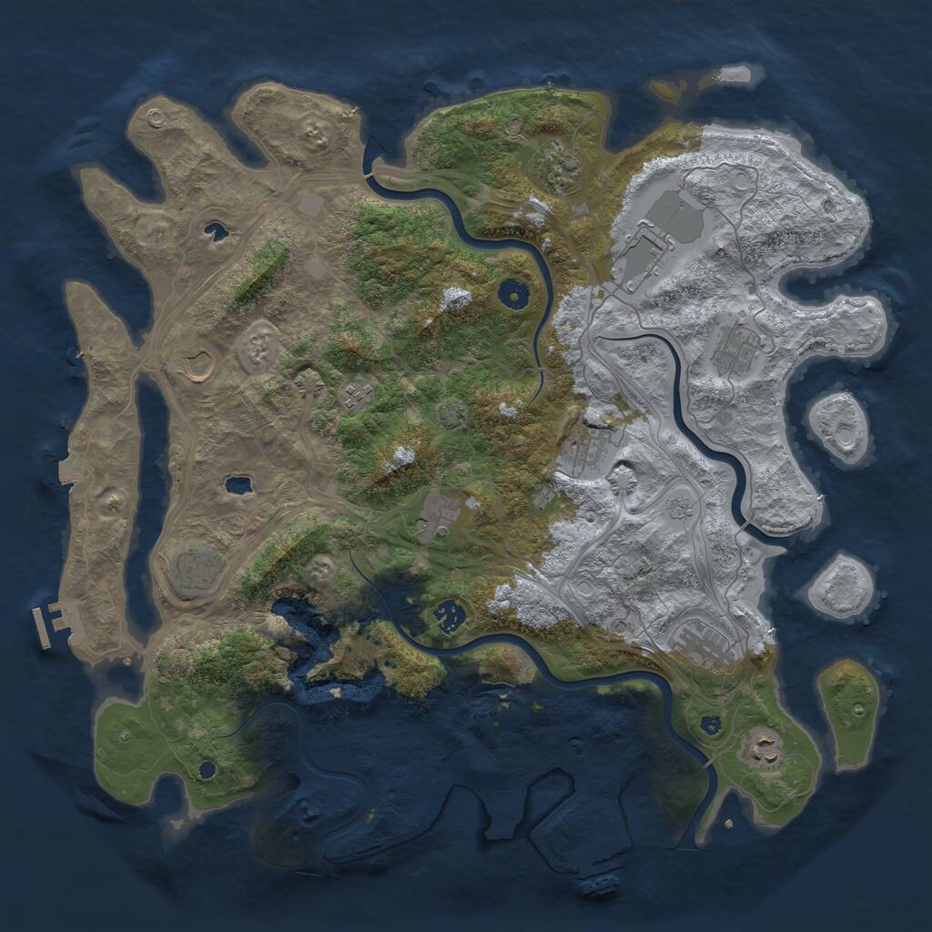 Rust Map: Procedural Map, Size: 4500, Seed: 334910972, 17 Monuments