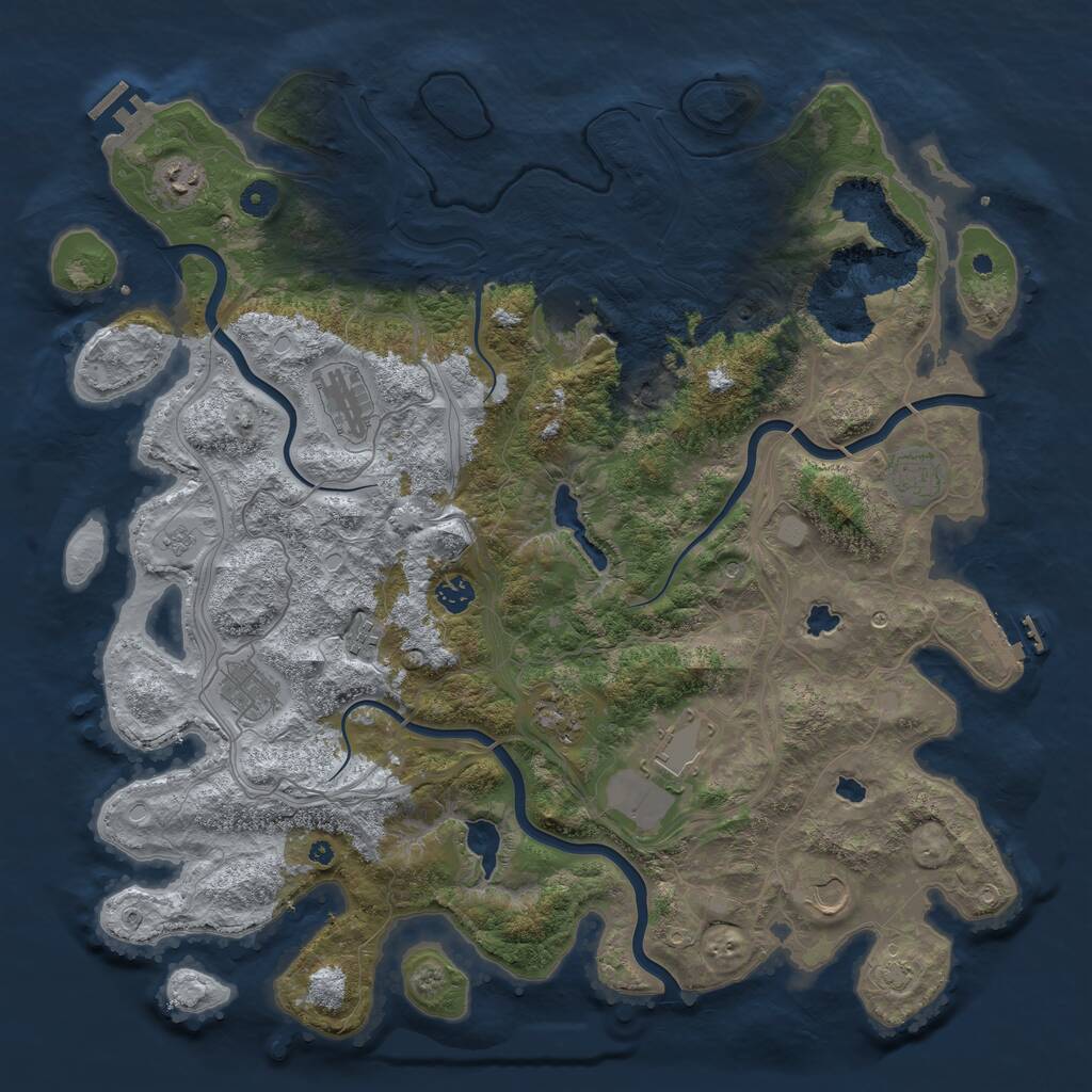 Rust Map: Procedural Map, Size: 4500, Seed: 1928331880, 16 Monuments