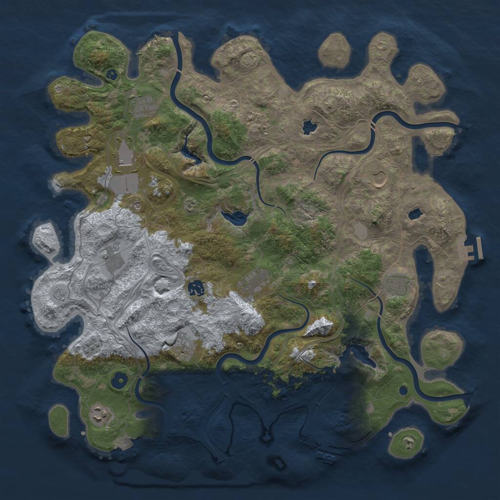 Rust Map: Procedural Map, Size: 4500, Seed: 209673084, 17 Monuments