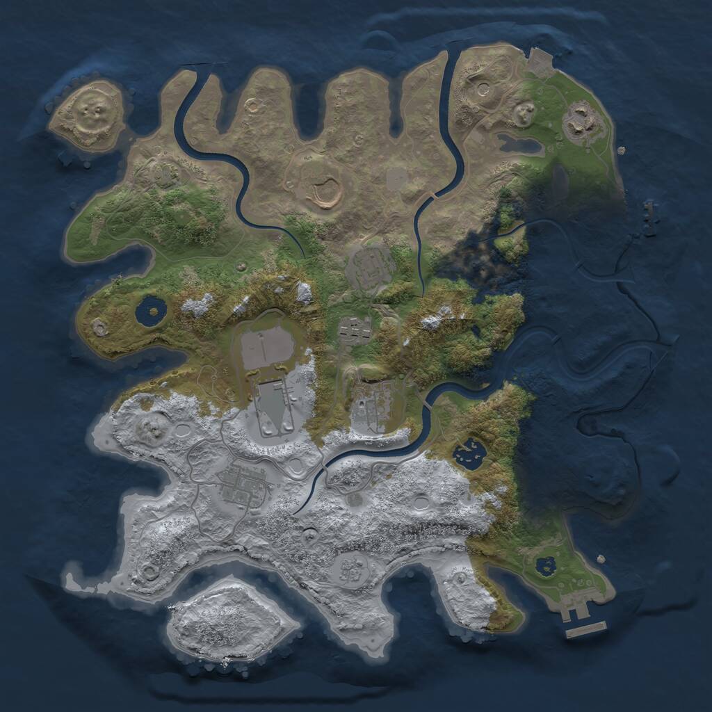 Rust Map: Procedural Map, Size: 3500, Seed: 596364883, 14 Monuments