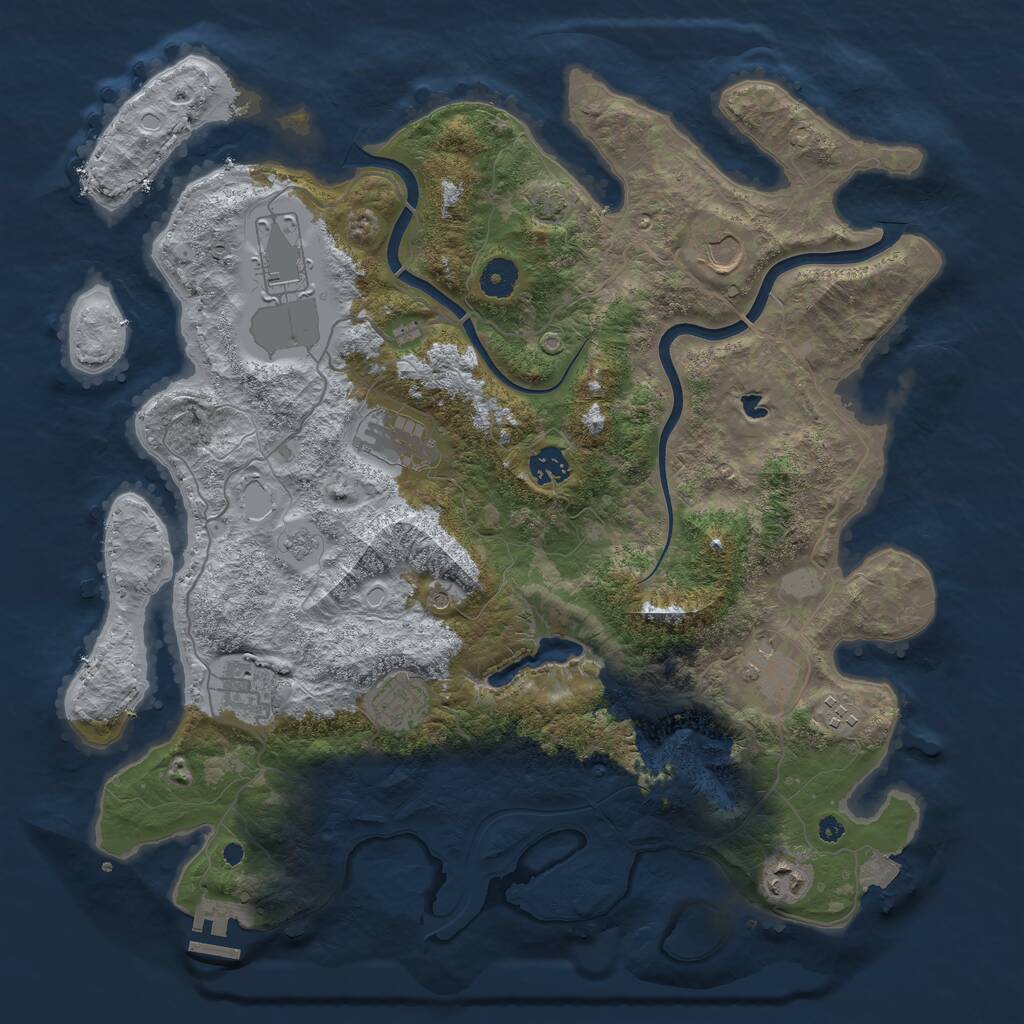Rust Map: Procedural Map, Size: 4000, Seed: 7242025, 14 Monuments