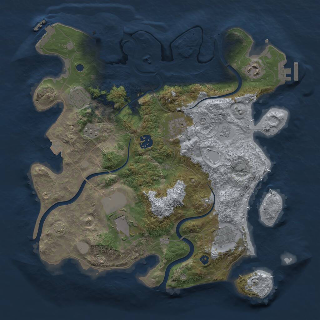 Rust Map: Procedural Map, Size: 3500, Seed: 713257965, 13 Monuments