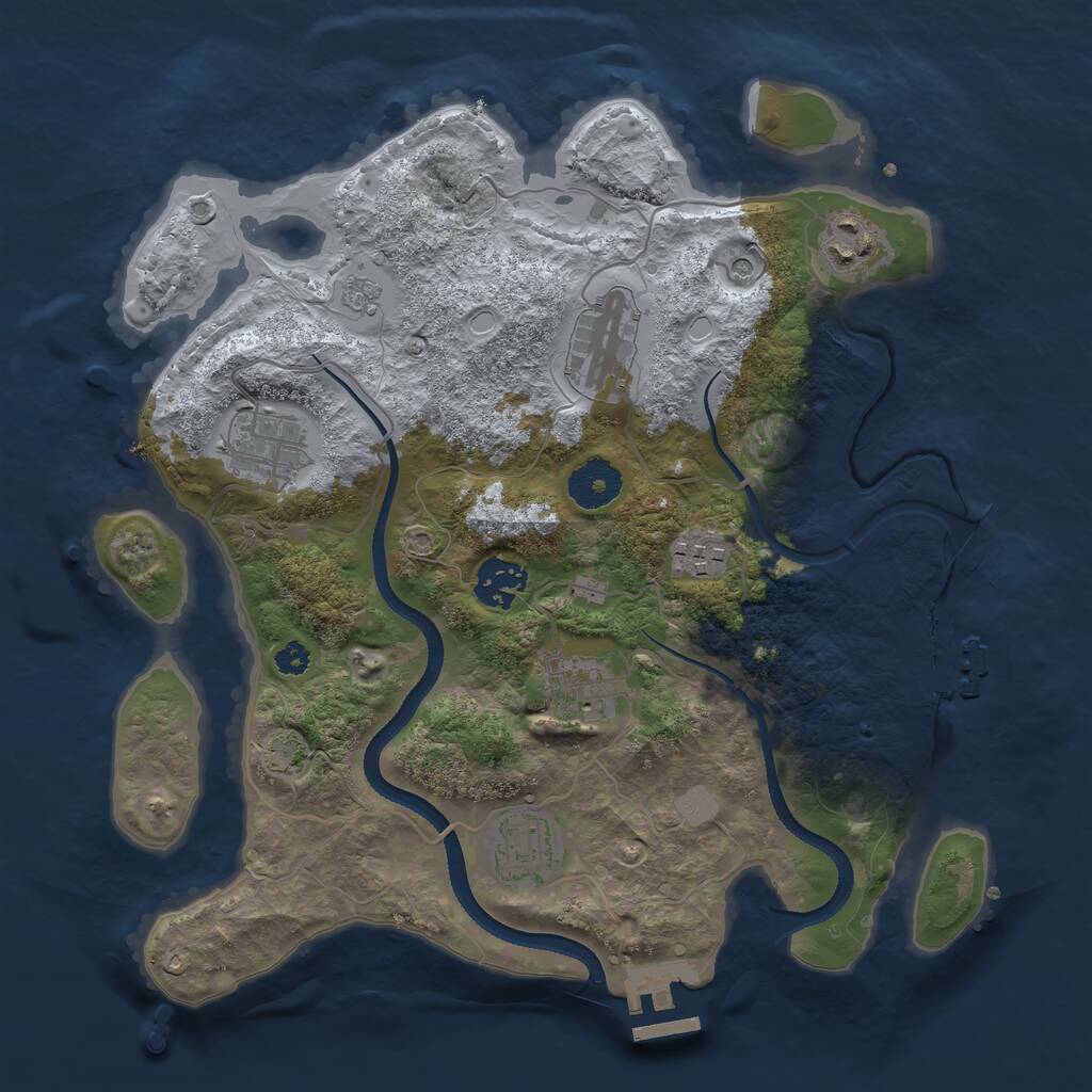 Rust Map: Procedural Map, Size: 3250, Seed: 1715112142, 13 Monuments