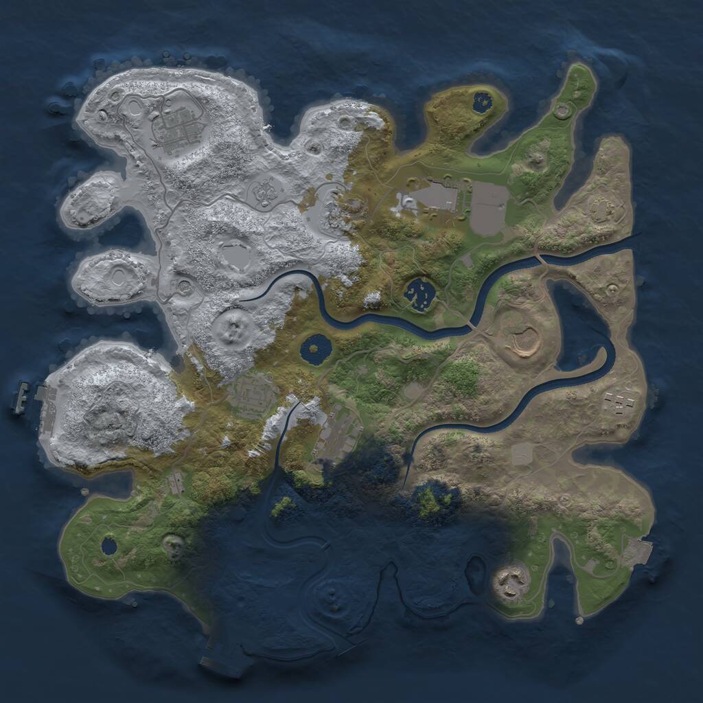 Rust Map: Procedural Map, Size: 3500, Seed: 1760973071, 15 Monuments