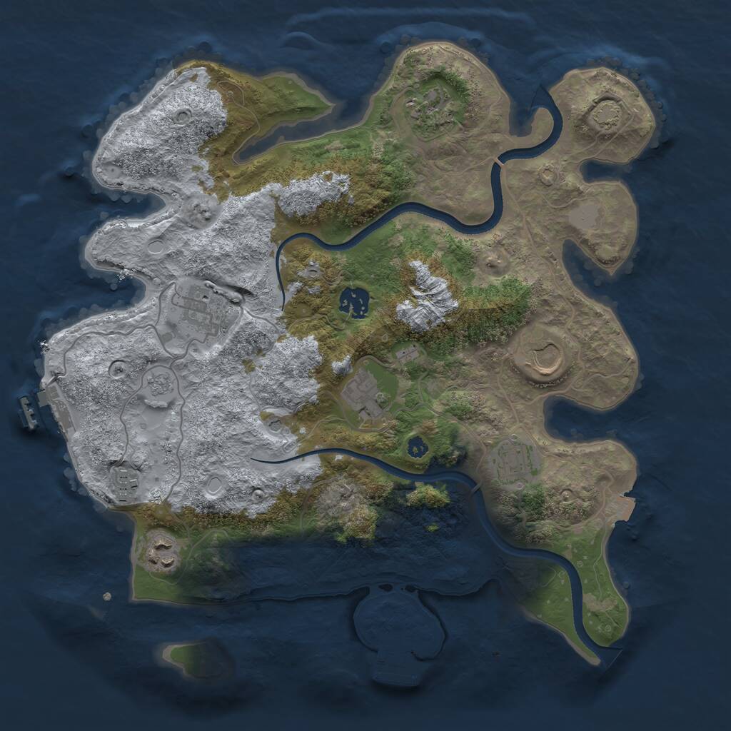 Rust Map: Procedural Map, Size: 3500, Seed: 309329645, 14 Monuments